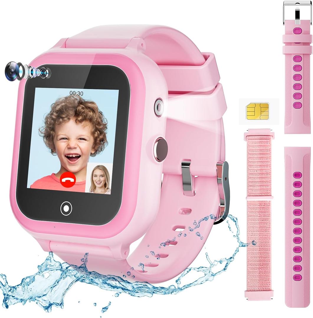Kids,4G Unlocked Kids Cell Phone Watch with SIM Card,Support Wi-Fi Call Video/Voice Chat/Text/Line