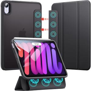 ESR for iPad Mini 6 Case, iPad Mini 6th Generation Case (2021), Detachable Magnetic Cover, Hard Back, Auto Sleep/Wake, Vertical Stand, Supports Pencil Pro Frosted Black