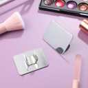Nail Art Ring Palette Mini Square 1.69X1.25In Professional Mixing Tool for Paint Makeup and Nail Design Easy Clean Surface for Salon Home Use (Silver)