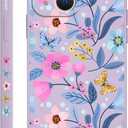 for iPhone 13 Mini Case Fashion Flower Pattern Slim Liquid Silicone Dropproof for iPhone 13 Mini Phone Cover 5.4 inch-Flower Purple