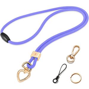 2 x Breakaway Lanyards for Keys ID Badges, Long Scrunchie Lanyard for Women, Teacher Neck Phone Keychain Lanyard (Lavender)