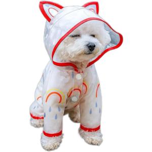 Waterproof Dog Raincoat,Full Coverage 4 Legs Dog Rain Jacket for Small Dogs,Pet Rain Coat with Hood,Reflective Strips&Leash Hole Outdoor Raincoat (X-Large for Weight 11.1-14.6 lb, Rainbow)