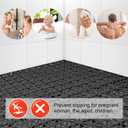 MYFAMIREA Modular Interlocking Cushion 12 Pack 11.8" x 11.8" Rubber Floor Tiles Non-Slip Splicing Drainage Mats for Deck, Pool, Outdoor Shower, Patio, Balcony, Indoor Bathroom, Kitchen, Yard (Black)