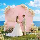 Toolterritary Set of 3 Metal Arch Backdrop Stand with Cover Set, (7.2FT, 6.6FT, 6FT Wedding Arch and Cover Set), Backdrop Arch for Party, Baby Shower, Birthday, and Graduation Ceremony