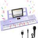 Piano Keyboard, 61 Key Upgrade Kids Pianos Music Toy with Light-up Keys & Pro Teaching Modes, Dual Speaker, 70 Demos,100 Tones, 100 Rhythms Perfect Christmas/Birthday Gift for Kids (Purple)