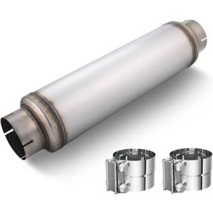 LCGP 5" Inlet Diesel Exhaust Muffler with Clamp, 5'' Inlet & Outlet, 7" x 24" Body 30" Whole Length Universal Resonator, Straight Through Design, Stainless Steel Mufflers Resonator