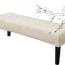 Genina Waterproof Dining Room Bench Covers, Stretch Jacquard Bench Seat Protector Cover, Rectangular Bench Cover for bedrooms, Living Rooms, Kitchens, Removable, Washable (Beige) (Leaf)