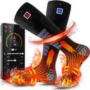 Heated Socks for Men Women 9V Constant Voltage 3000mAh Battery Heating Socks Rechargeable Washable with APP Remote Control for Hunting Fishing Camping Hiking(Black,S)