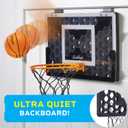 EastPoint Over-the-Door Indoor Basketball Hoop Set - Black 18 x 12 in Backboard - Quiet Foam Ball for Indoor Basketball Game - Easy No-Drill Setup for Over-the-Door Goal - Compact Mini Hoop for Rooms