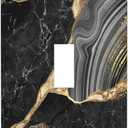 Black Gold Marble Single Toggle Light Switch Plate Cover Decor Wall Plate Cover For Home Bedroom Kitchen Decorative 4.5 * 2.76 Inches Standard Size