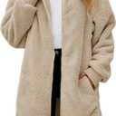 Yanekop Womens Oversized Sherpa Jacket Fuzzy Fleece Zip Up Jacket Warm Winter Coats Faux Fur Coat with Pockets, Large