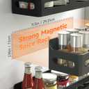 Sevenblue 4 Pack Strong Magnetic Spice Rack for Refrigerator, Multipurpose Magnetic Shelf for Fridge with 4 Hooks for Kitchen and Bathroom Organization, Black