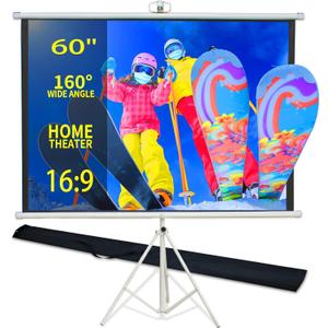 60 Inch Projector Screen Portable with Stand & Carry Bag, 4:3 Aspect Ratio, Lightweight Foldable Design for Home Theater & Outdoor Movies, Easy Setup Indoor Outdoor Projection Screen (60") 