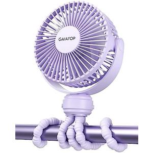 Gaiatop Mini Electric Fan with 360 Rotation, 5.5mm Gaps, Rechargeable Battery, 3 Speeds, Purple