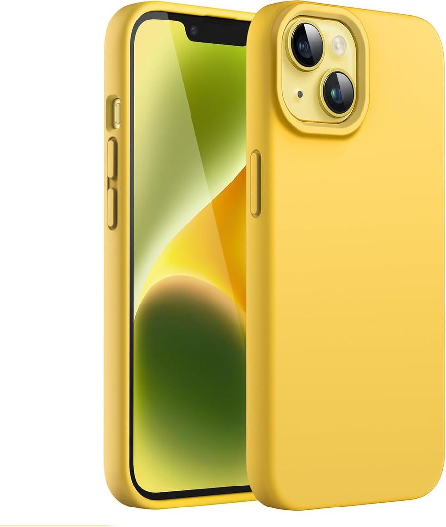 JETech Silicone Case for iPhone 14 6.1-Inch, Silky-Soft Touch Full-Body Protective Phone Case, Shockproof Cover with Microfiber Lining (Yellow)