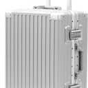 UrbanExplorer 20 Inch Carry On Luggage Aluminum Frame Airline Approved, Zipperless Luggage Carry On TSA Approved ABS+PC Hard Shell Suitcases, Lightweight Carry-On Suitcase with Cup Holder, Sliver