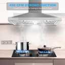 Range Hood, Range Hoods 30 inch Stainless Steel, 450 CFM Kitchen Hood with LED Light Baffle Filters, 3 Speed Exhaust Fan Vent Hood