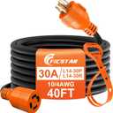 40 Ft 30 Amp 4 Prong Generator Extension Cord, NEMA L14-30P to L14-30R, 410 Gauge STW 125/250V Up to 7500W Generator Cable, ETL Listed (Orange)