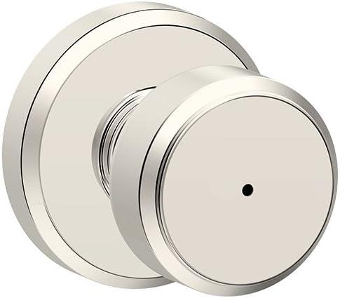 SCHLAGE F40 BWE 618 GSN Bowery Knob with Greyson Trim Bed and Bath, Polished Nickel (Privacy)