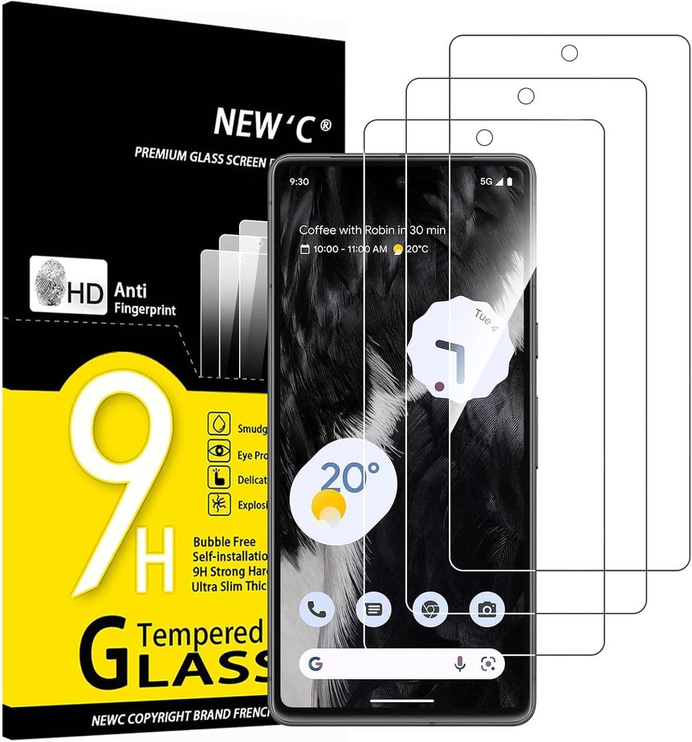 NEW'C 3 Pack Designed for Google Pixel 7 Screen Protector Tempered Glass,Case Friendly Scratch Resistant, Bubble Free, Ultra Resistant
