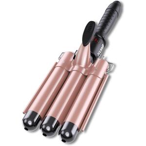 kuwa Crimper Hair Tool,3 Barrel Curling Iron,hairCrimper for Women,Hair Waver with LCD Temperature Display,Long-Lasting Natural Tight Waves (Rose Gold)
