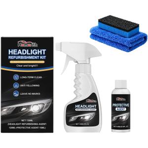 Lanenow Homonth Headlight Refurbishment Kit, Removes Yellowing & Oxidation, Restores Clarity, Hydrophobic & Gloss Finish for All Vehicles