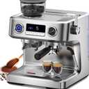 Barista Espresso Machine with Grinder & Milk Steam Frother, Commercial Espresso Maker for Cappuccino and Latte, Brushed