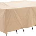 WJ-X3 Extra Large Patio Furniture Set Covers Waterproof, Outdoor Table Cover Heavy Duty, Lawn Sectional Set Cover Anti-Fading, High Wind Resistant, Anti-UV, 180W x 96D x 36H Inches, Beige