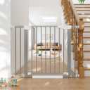 Cumbor 29.7-40.6" Baby Gate for Stairs, Mom's Choice Awards Winner-Dog Gates for Doorways, Pressure Mounted Auto-Close Pet Gates for Dogs Indoor, Safety Child Gate with Easy Walk Thru Door, Gray