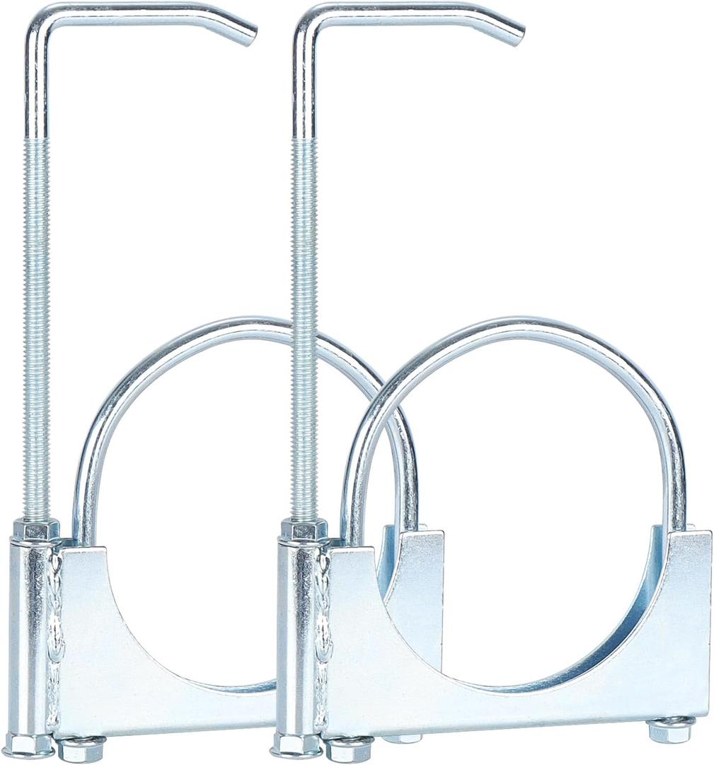 LCGP 4" Universal Exhaust Clamp with Hanger Made of Heavy-Duty Steel Clamp with Rear Muffler Hanger Exhaust Pipe 2PCS