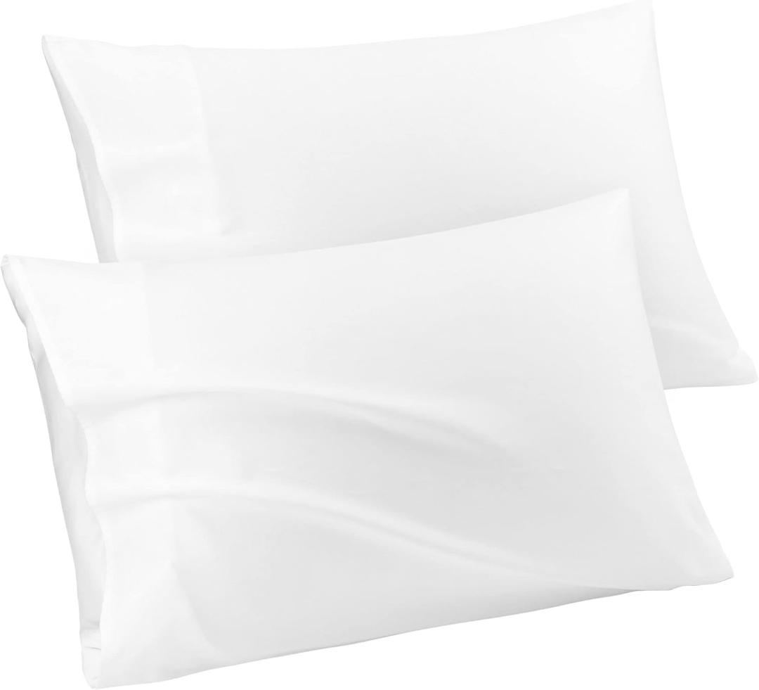 PiccoCasa White Pillow Cases King Size Set of 2,Soft Breathable Pillowcases,100% Cotton Pillow Covers with Envelope Closure