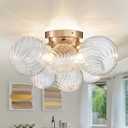 SM Saint Mossi Modern Bubble Ceiling Light Fixture, 4-Light Flush Mount Lighting Fixture with Glass Globe Shades and Gold Canopy, w18 xH12, Modern Chandelier for Living Room Bedroom Dining Room
