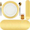 Tioncy 100 Pcs Round Gold Placemats 13" Disposable Paper Placemats for Dining Table Gold Charger Table Mats and Coasters Mats Set for Birthday Wedding Home Dinner Party Settings Decor