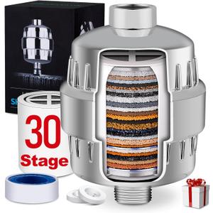 30 Stage Shower Filter, Shower Filter for Hard Water - High Output Shower Water Filter to Remove Chlorine Fluoride Heavy Metals, Improves the Condition of Your Skin, Hair and Nails