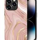 Case Compatible With For IPhone 14 Pro Max, Pink Gold Marble Phone Case Drop Protection,Soft Shockproof For Girl Women Boy Men,Case For IPhone 14 Pro Max