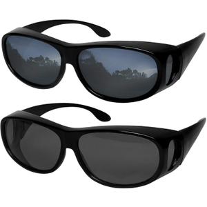 Success Eyewear Fit Over Sunglasses Polarized Lens Wear Over Prescription Eyeglasses 100% UV Protection for Men and Women (Set of Silver Mirror and Grey)