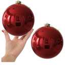 Rose Red 6.0" Christmas Balls - Extra Large Christmas Tree Decorations Shiny Shatterproof Balls Hanging Ornaments for Wedding Birthday Holiday Decorations, Set of 2pcs