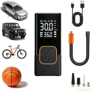 Tire Inflator Portable Air Compressor Cordless Mini Bike Pump with Digital Display, 150 PSI Car Tires Air Pump with Pressure Gauge, LED Lights & Pressure Gauge for Car, Motorcycle, Bike, Balls