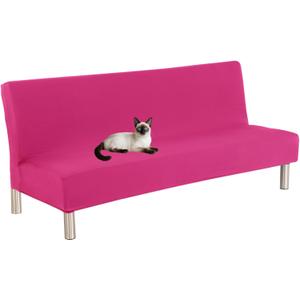 Cornasee Stretch Futon Cover Slipcover Full Size,Fully Folding Armless Sofa Bed & Couch Protector,Machine Washable (Pink)