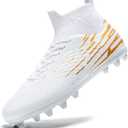 breooes Mens Soccer Cleats Football Boots Womens Professional Training Soccer Shoes Big Boys Girls (White)