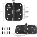 goldenwarm 12 Pack Interior and Exterior Door Hinges, Matte Black Door Hinges 4 inch x 4 inch with 5/8" Radius Corners