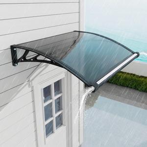 Awning for Door Entrance 32x60 Inch, Polycarbonate Canopy Front Door Awnings Exterior with Separate Drainage, All-Weather UV, Rain & Snow Protection for Porch, Patio, Window, or Deck