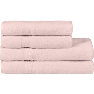 HOMELOVER 4 Piece Towel Set - 100% Organic Cotton 2 Bath Towels & 2 Hand Towels - 500 GSM, Hotel Quality, Soft, Highly Absorbent & Quick Drying Wash Towels for Kitchen & Bathroom (Seashell Pink)