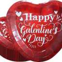 Valentine's Day Red Heart Shaped Paper Plates Love Heart Disposable Plates Decorative Tableware for Valentines Anniversary Wedding Party Dessert Dinner Table Decoration Serve 24
