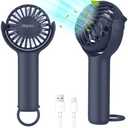 Ohjoin 2 IN 1 Portable Mini Handheld Fan with Keychain Stand, Personal Powerful Cooling Fan, Small Battery Operated Table Fan, Quiet Hand Fan, USB Rechargeable, Birthday Gifts for Women Mom (Blue, Dark Green, Pink), Set of 3