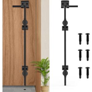 36" Cane Bolt Heavy-Duty Drop Rod for Gate, Heavy Duty Gate Latch for Wooden Fence Metal Gates, Vinyl Fence Gate Land Latch, Floor Latch for Fixing Door to The Ground, Black Coating, 1 Pack
