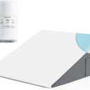Yojoker Wedge Pillow for Sleeping - 10 Inch Bed Wedge for Headboard Triangle Pillow, Memory Foam Wedges for Acid Reflux, GERD, Snoring, Post Surgery Back Pain Relief, Leg Elevation, Washable Cover (Grey & White)