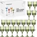 XUWAIDSGN 24 Pcs 7oz Plastic Vintage Wine Glasses Drinking Glasses Unbreakable Wedding Glassware Crystal Water Goblets Reusable Drinkware Vintage Champagne Flutes (24, Dark Green)