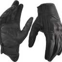 Motorcycle Gloves for Men Touchscreen Full Finger Leather Gloves Protection Riding Driving Biker Glove Black (XX-Large)