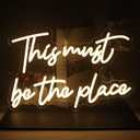 This Must Be The Place Neon Sign Warm White Letter Led Signs for Wall Decor Usb Word Light Up Signs for Bedroom Salon Man Cave Beer Home Bar Wedding Birthday Party Decor Gifts